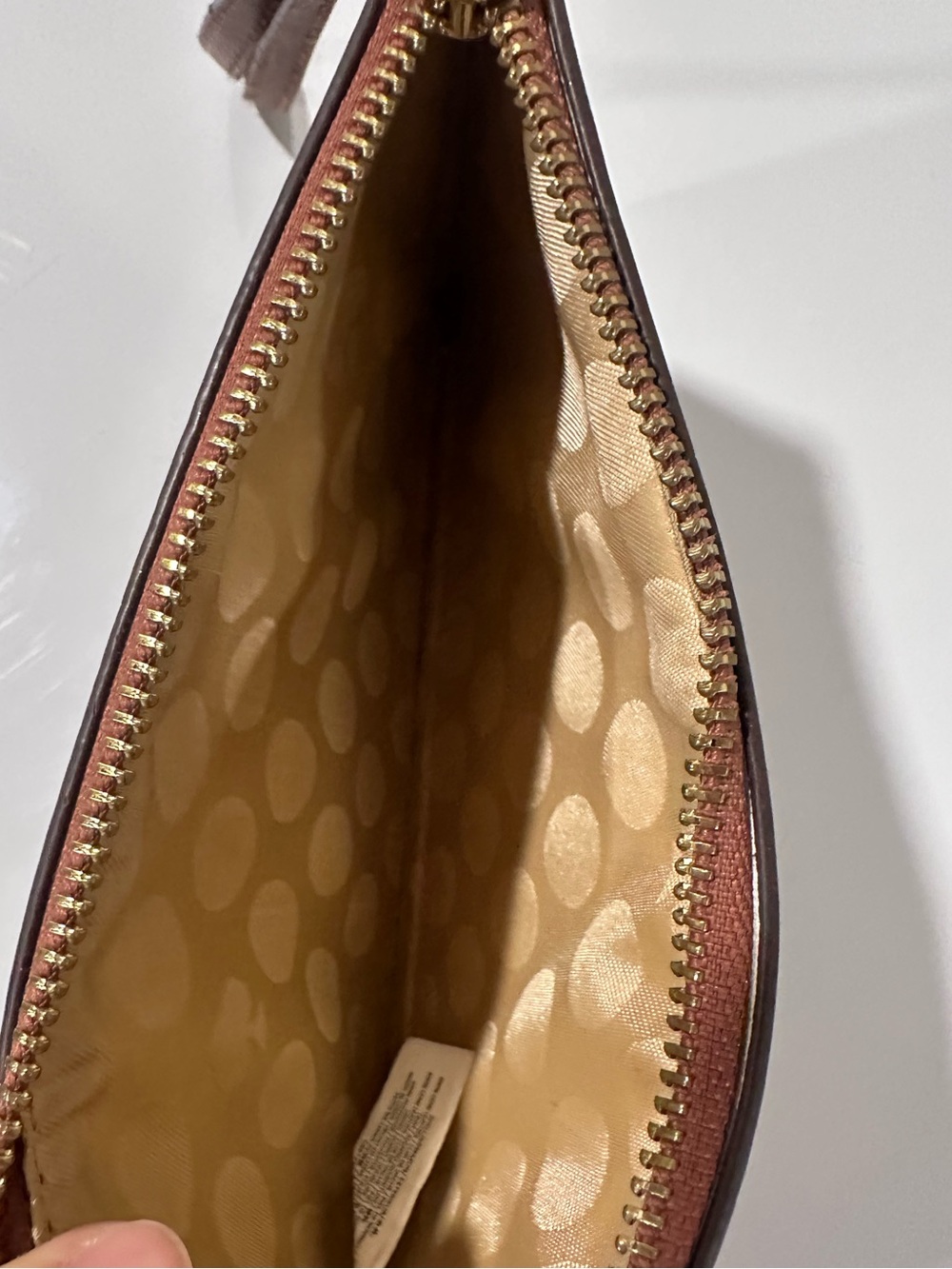 Kate Spade New York Brown Tan Genuine Saffiano Leather Wristlet Wallet Boho Chic - Picture 9 of 11
